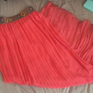 Tribal floral orange maxi skirt Coachella inspired